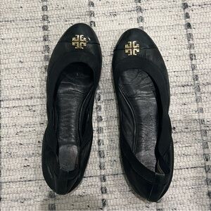 Tory Burch Black Leather Ballet Flats